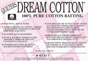 Quilter's Dream Cotton Batting SELECT THROW