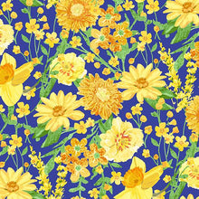 Load image into Gallery viewer, Ceramica BLUE - PACKED FLOWERS by Two Can Art for Andover Fabrics
