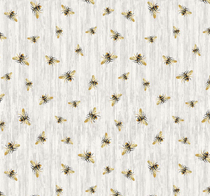 Honey Bee FLYING BEES - GREY by/for Timeless Treasures