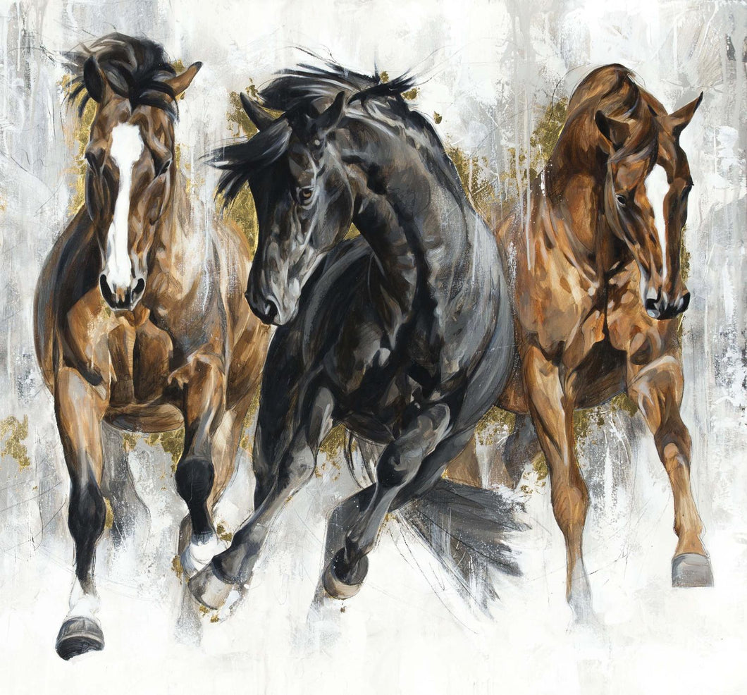 Stallions PANEL - GRAY MULTI by Elise Genest for Northcott Fabrics