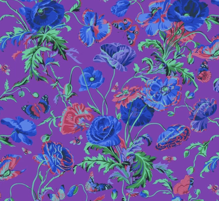 August 2022 MEADOW - PURPLE by Philip Jacobs for Kaffe Fassett Collective and FreeSpirit Fabrics