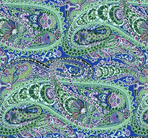 August 2022 PAISLEY JUNGLE - COBALT by Philip Jacobs for Kaffe Fassett Collective and FreeSpirit Fab