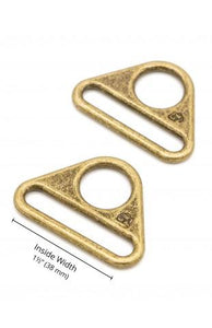 ByAnnie 1.5" Triangle Ring, Flat, Set of 2, ANTIQUE BRASS