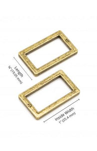 ByAnnie 1" Rectangle Ring-Flat, Set of 2 ANTIQUE BRASS