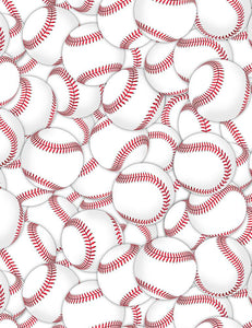 Cheer Squad PACKED BASEBALLS - WHITE by/for Timeless Treasures