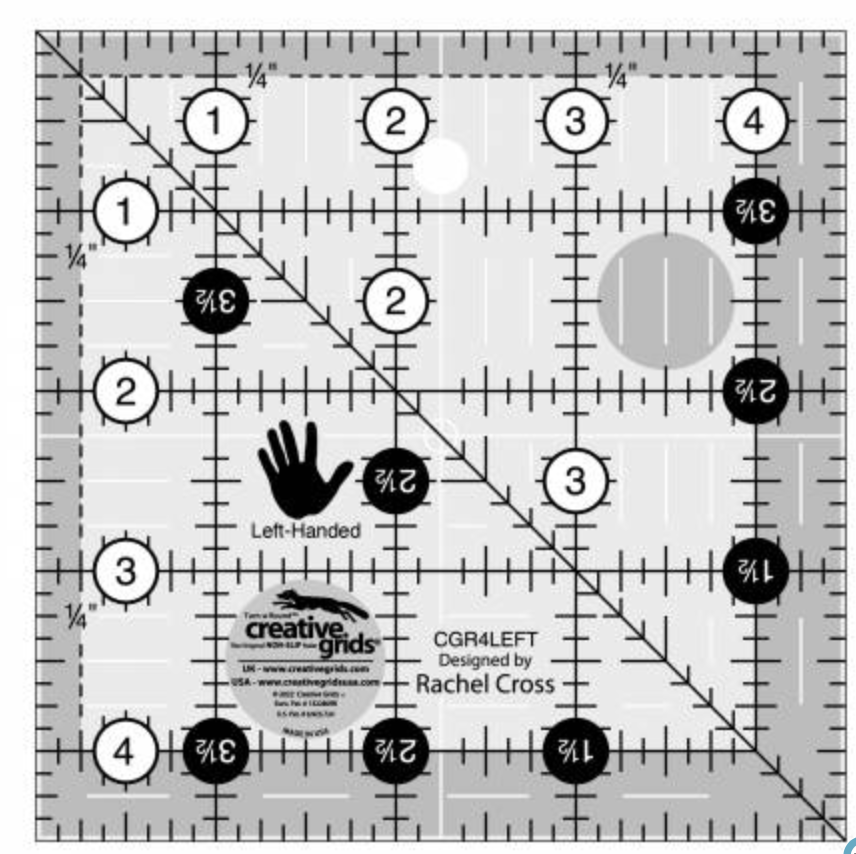 Creative Grids Left Handed Quilt Ruler 12-1/2in Square