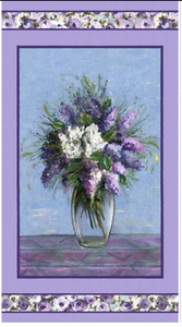 Dreaming of Tuscany - Blooming Vase Panel - Purple by Michael Miller