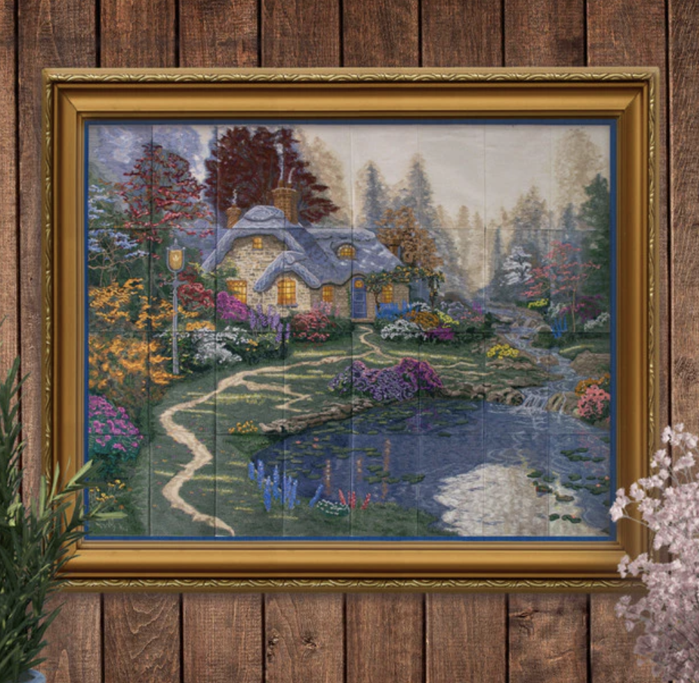 Everett's Cottage Tiling Scene USB by Thomas Kinkade for OESD