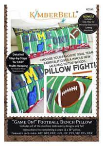 GAME ON! FOOTBALL BENCH PILLOW MACHINE EMBROIDERY CD