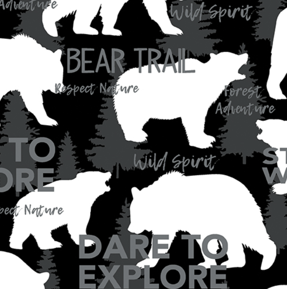 Great Outdoors BEAR COUNTRY - BLACK by Kanvas Studios for Benartex