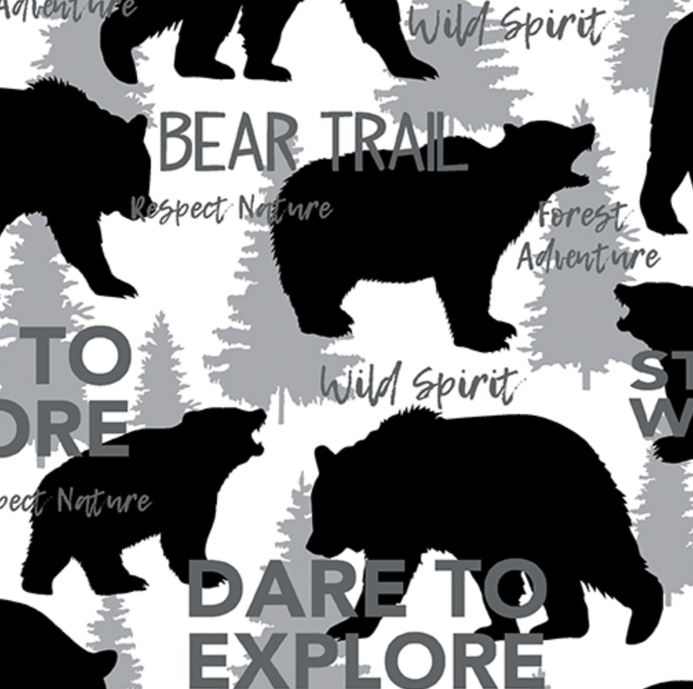 Great Outdoors BEAR COUNTRY - WHITE by Kanvas Studios for Benartex