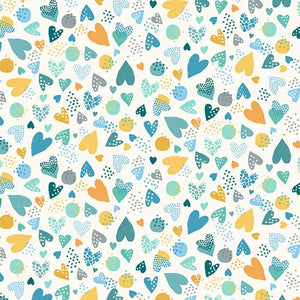 In The Jungle HEARTS BLUE by Makower UK for Andover Fabrics
