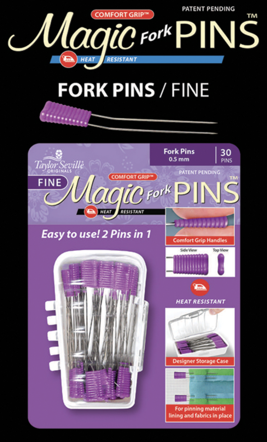 Magic Pins, Fork, Fin, 30 Count