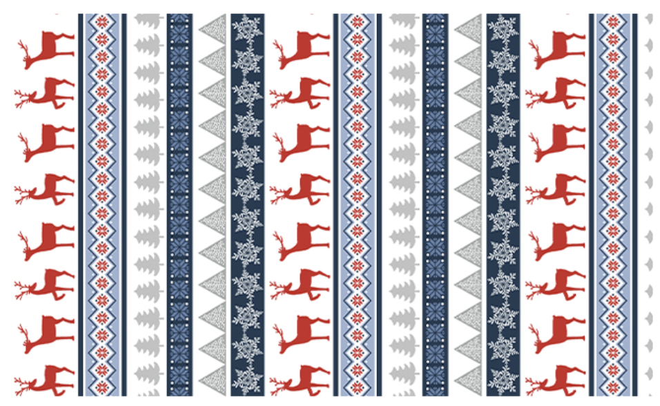 Nordic Cabin BLUE DEER STRIPE by Cherry Guidry for Benartex Fabrics