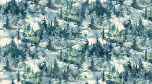 Northern Peaks DENSE FOREST - DARK BLUE by Deborah Edwards and Melanie Samra for No
