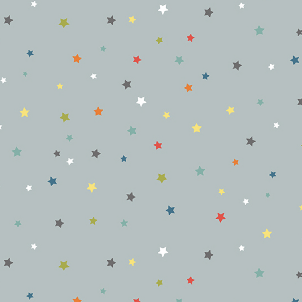 Outer Space MULTI STARS - GREY by Makower UK for Andover