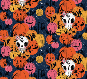Pretty Creepy NAVY PUMPKIN PATCH by Cori Dantini for Free Spirit Fabrics