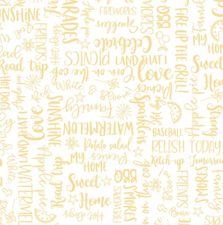Red, White & Bloom WORDY WORDS - YELLOW by Maywood Studios for Kimberbell Designs