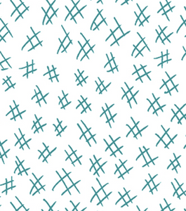 Stitchy HASHTAGS - TEAL/WHITE by Christa Watson for Benartex